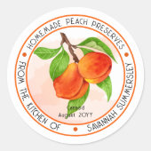 甘い夏の桃の缶詰を保存 ラウンドシール (正面)