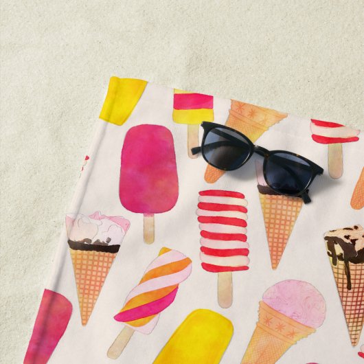 甘い夏の水色アイスクリーム ビーチタオル (インサイチュ)