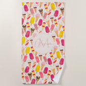 甘い夏の水色アイスクリーム ビーチタオル (正面)