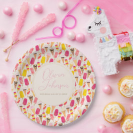 甘い夏の水色アイスクリーム ペーパープレート