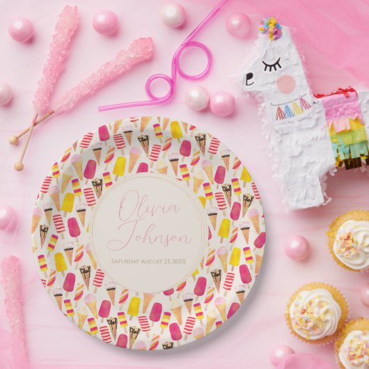 甘い夏の水色アイスクリーム ペーパープレート (パーティー)