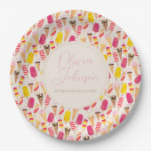 甘い夏の水色アイスクリーム ペーパープレート (正面)