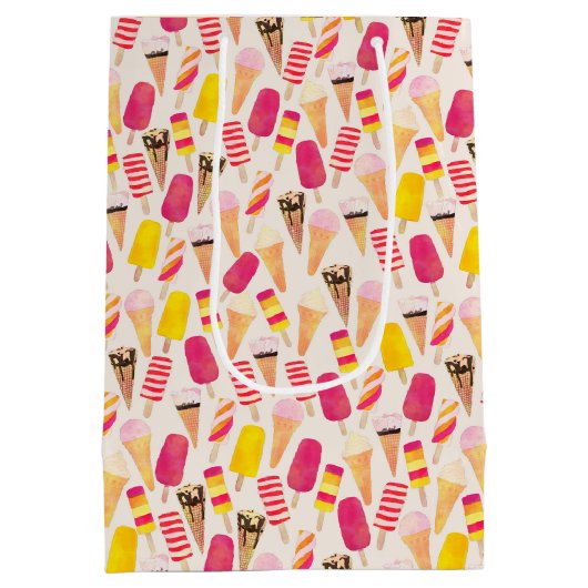 甘い夏の水色アイスクリーム ミディアムペーパーバッグ (裏面)