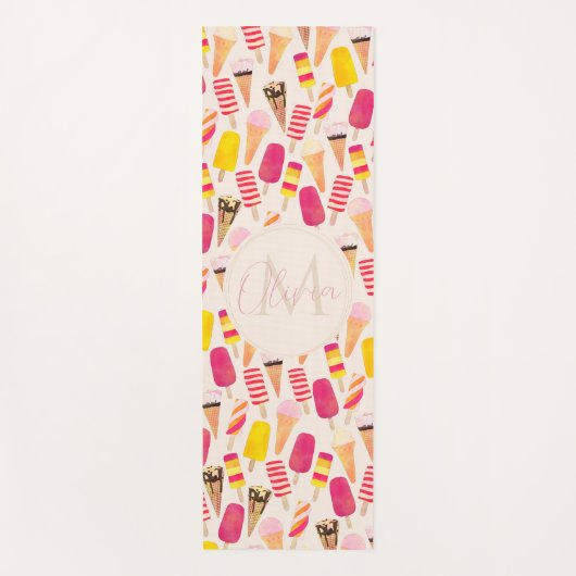 甘い夏の水色アイスクリーム ヨガマット (正面)