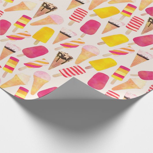 甘い夏の水色アイスクリーム ラッピングペーパー (角)