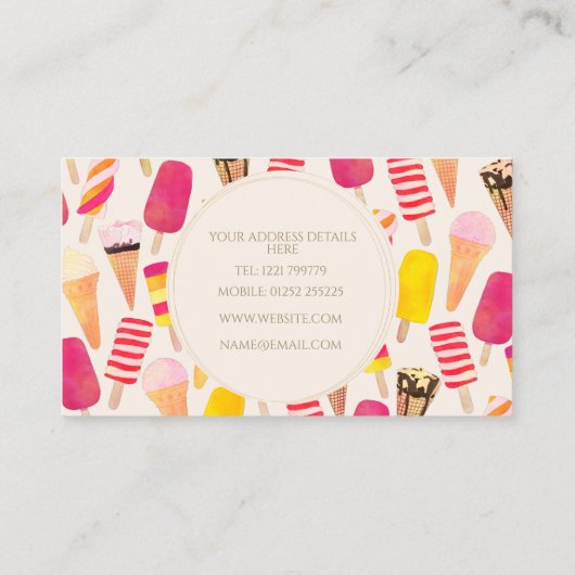 甘い夏の水色アイスクリーム 名刺 (裏面)