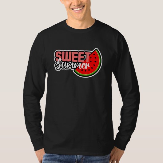 甘い夏の熱帯スイカのビーブユーモア Tシャツ (正面)