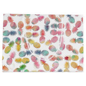 「甘い夏」カッコいい水色のパイナップルのパターン ラージペーパーバッグ (裏面)