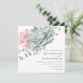 甘い多汁性ピンクグリーン結婚式招待状 招待状 (スタンド正面)