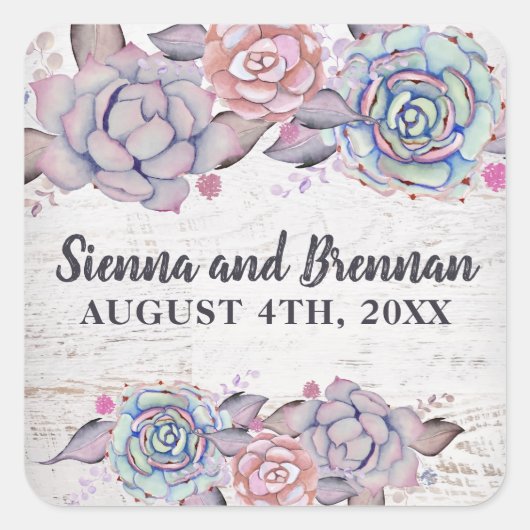 甘い多汁水素朴色のメイブステッカー スクエアシール (正面)