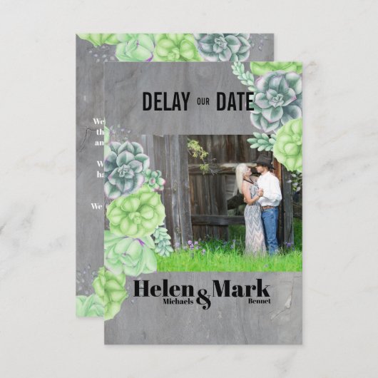 甘い多肉植物の写真の日付を遅延 セーブザデート (正面/裏面)