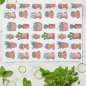 甘い多肉質のサボテン水色のキッチンタオル キッチンタオル (折り畳み)