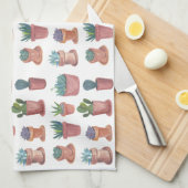 甘い多肉質のサボテン水色のキッチンタオル キッチンタオル (四つ折り)