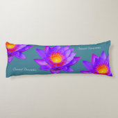 甘い夢に咲く蓮の花を青みがかったティール（緑がかった色） ボディピロー (裏面)