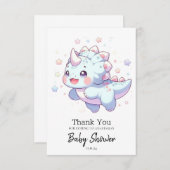 甘い夢のような恐竜の赤ちゃんシャワー サンキューカード (正面/裏面)