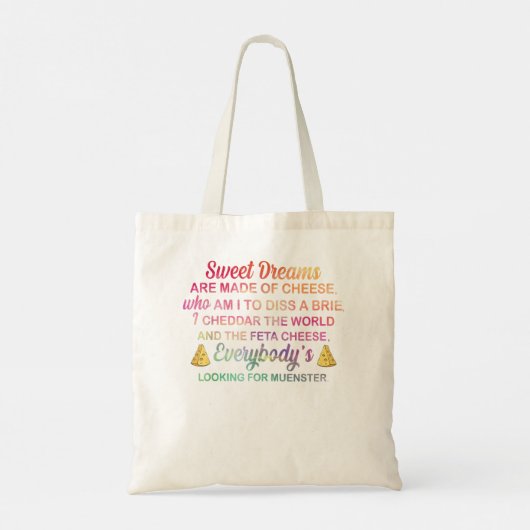 甘い夢は私がAを食べるチーズでできている トートバッグ (裏面)