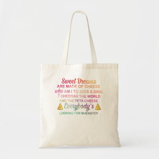 甘い夢は私がAを食べるチーズでできている トートバッグ (正面)