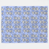 甘い夢を寄り添うテディソフトブルー フリースブランケット (正面(横))