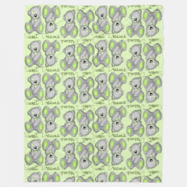 甘い夢を寄り添うテディペリドット フリースブランケット