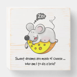 甘い夢を描くチーズかわいいスノリングマウス ウッドボックスサイン