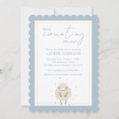 甘い夢を数える羊の赤ちゃんシャワー 招待状 (正面)