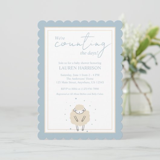甘い夢を数える羊の赤ちゃんシャワー 招待状 (スタンド正面)