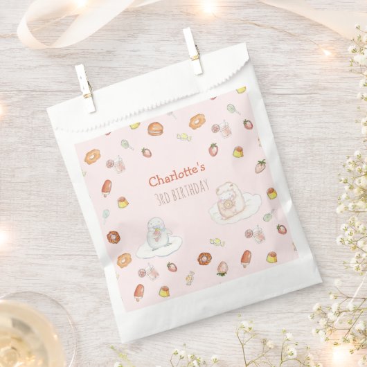 甘い夢を空のデザート子供の誕生日 フェイバーバッグ (クリップ留めされた状態)