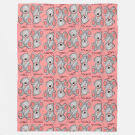 甘い夢テディ明るいサンゴを寄せ集める フリースブランケット