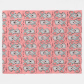 甘い夢テディ明るいサンゴを寄せ集める フリースブランケット (正面(横))