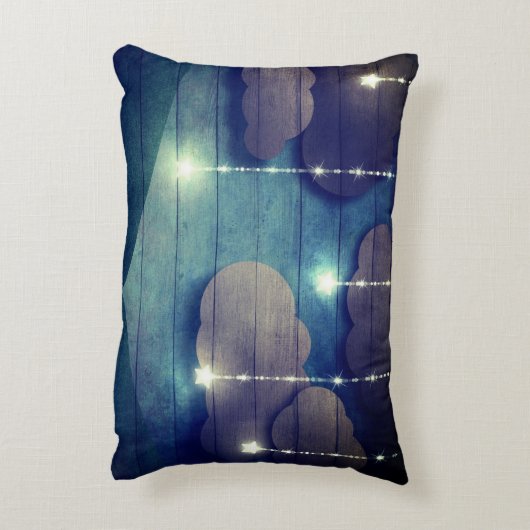 甘い夢ナイトスカイぶら下がったの星の素朴な青 アクセントクッション (裏面(縦))