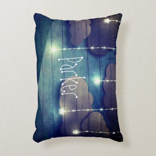 甘い夢ナイトスカイぶら下がったの星の素朴な青 アクセントクッション (正面(垂直))