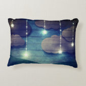 甘い夢ナイトスカイぶら下がったの星の素朴な青 アクセントクッション (裏面)