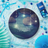 甘い夢ナイトスカイぶら下がったの星の素朴な青 ペーパープレート (パーティー)