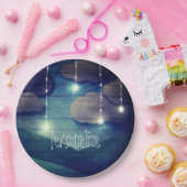 甘い夢ナイトスカイぶら下がったの星の素朴な青 ペーパープレート (パーティー)