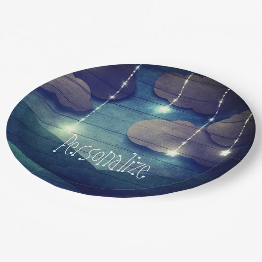 甘い夢ナイトスカイぶら下がったの星の素朴な青 ペーパープレート (アングル)