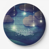 甘い夢ナイトスカイぶら下がったの星の素朴な青 ペーパープレート (正面)