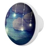 甘い夢ナイトスカイ白熱［赤熱］光を放つのぶら下がった星の素朴な セラミックノブ (右)