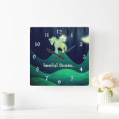 甘い夢～かわいい眠りペガサス馬 スクエア壁時計 (ホーム)