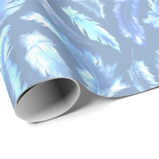 甘い夢 – シアノタイプの水色の羽: ラッピングペーパー (ロールコーナー)