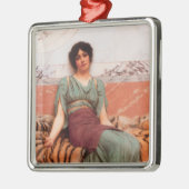 甘い夢（虎の皮に美しいローマの女性） メタルオーナメント (左)