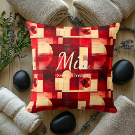 甘い夢 – 赤とクリーム幾何学的アクセント クッション