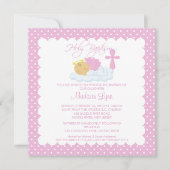 甘い天使の女の赤ちゃん及び十字の洗礼Inviation 招待状 (正面)