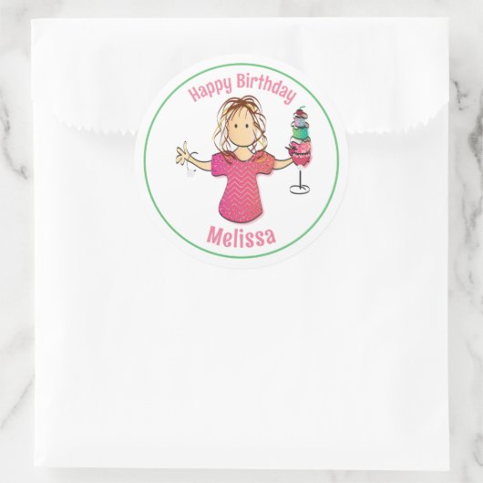 甘い女おもしろいの漫画ハッピーバースデーギフト ラウンドシール (バッグ)