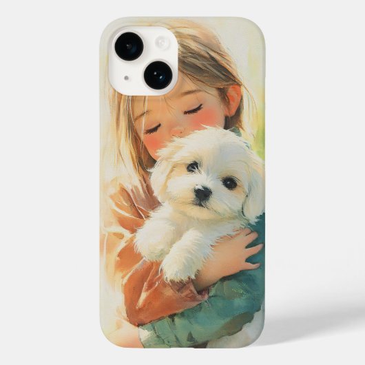 甘い女の子と子犬の水の色iPhoneケース Case-Mate iPhoneケース (裏面)