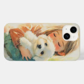 甘い女の子と子犬の水の色iPhoneケース Case-Mate iPhoneケース (裏面 (横))