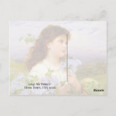 甘い女の子と薄紫花ヴィンテージアート ポストカード (裏面)