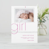 甘い女の子のカスタムな写真の誕生の発表 案内状 (スタンド正面)
