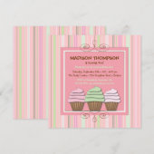 甘い女の子のカップケーキの誕生日のパーティの招待状 招待状 (正面/裏面)