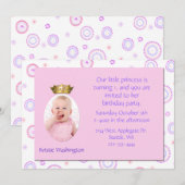 甘い女の子の王冠の誕生日のパーティの招待状 招待状 (正面/裏面)