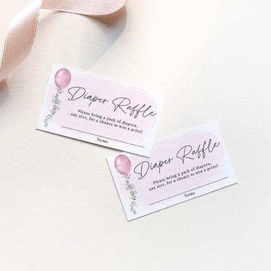 甘い女の子の赤ちゃんシャワーおむつラッフル エンクロージャーカード